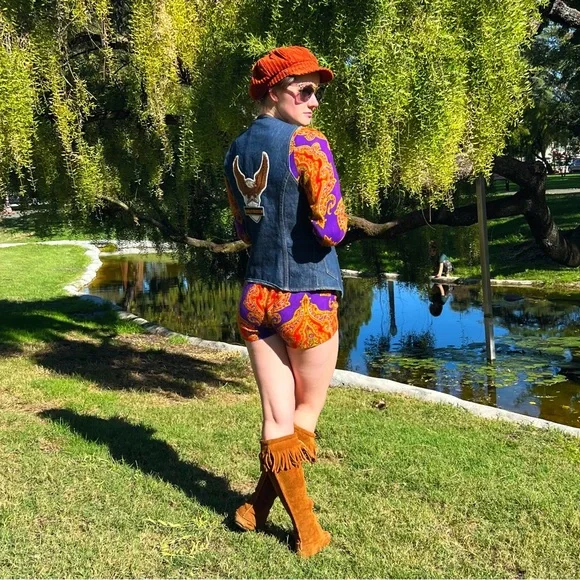 1970s Harley Davidson Denim Snap Front Vest - Picture 4 of 7